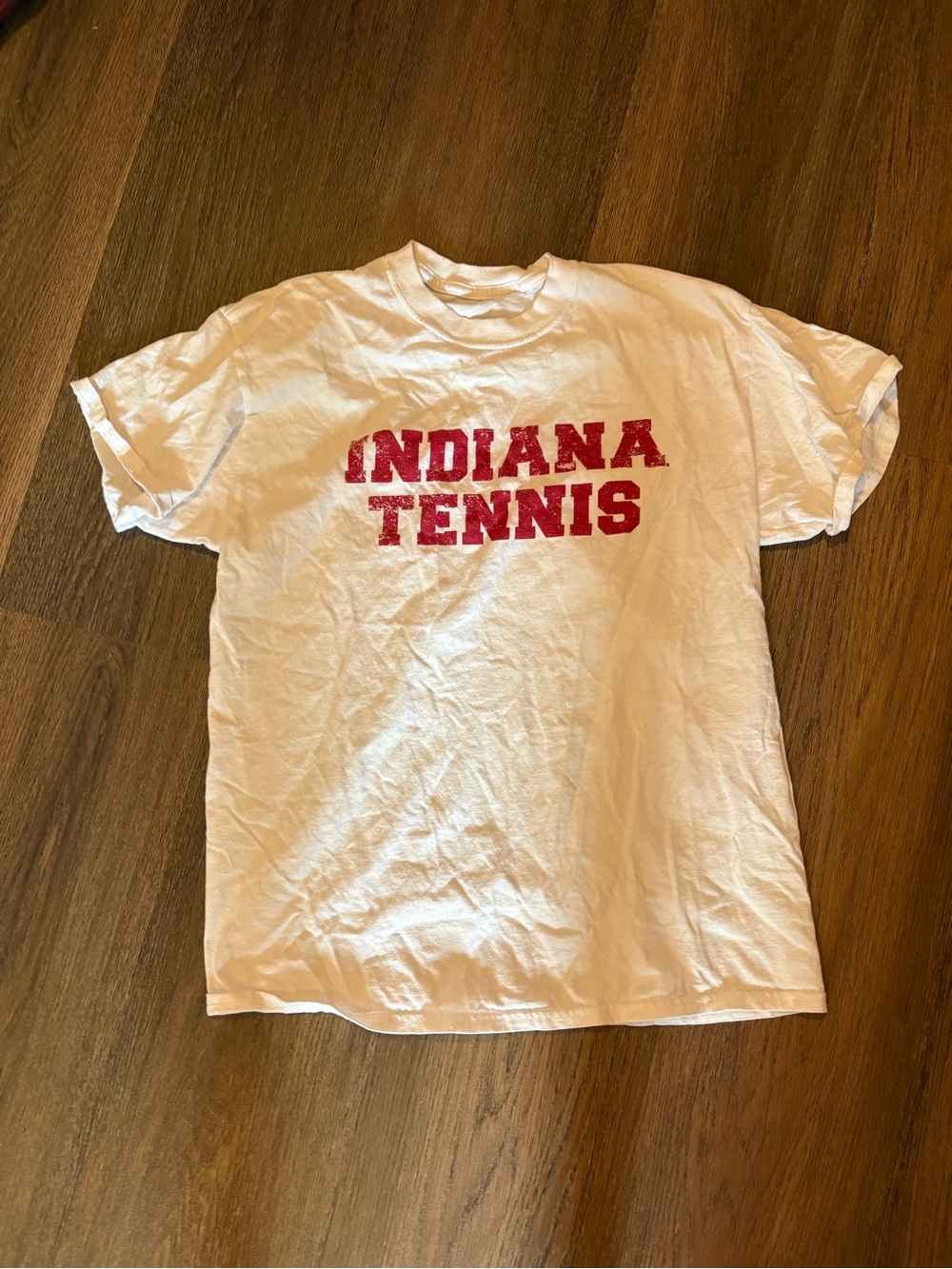 Indiana Tennis White Tee with Red Script